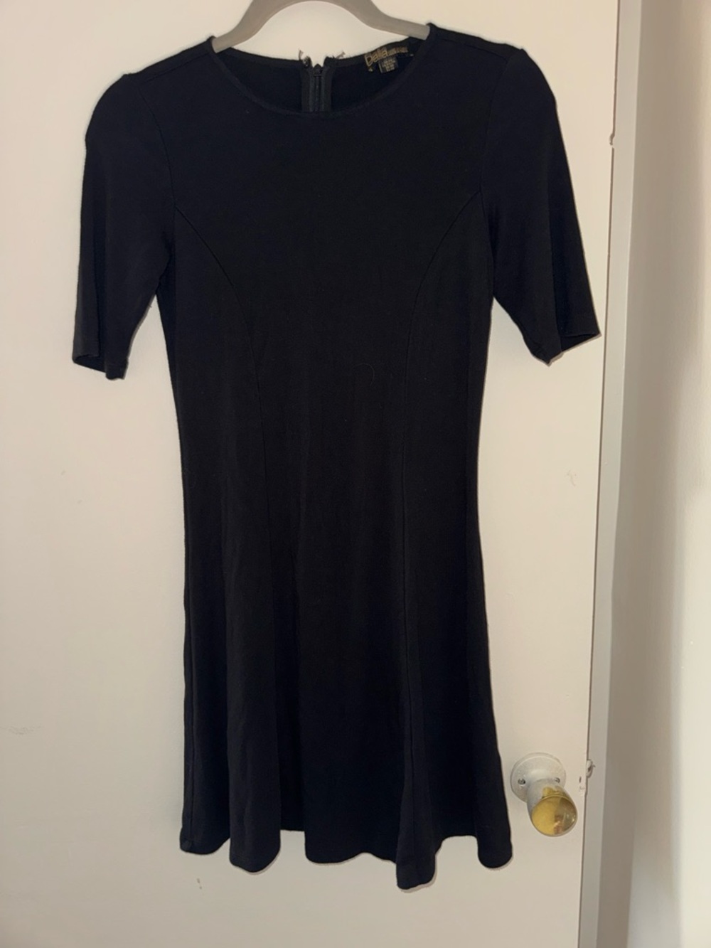 Dalia Black Short-Sleeve Fit-and-Flare Mini Dress
